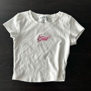 I am Gia white cropped baby tee shirt